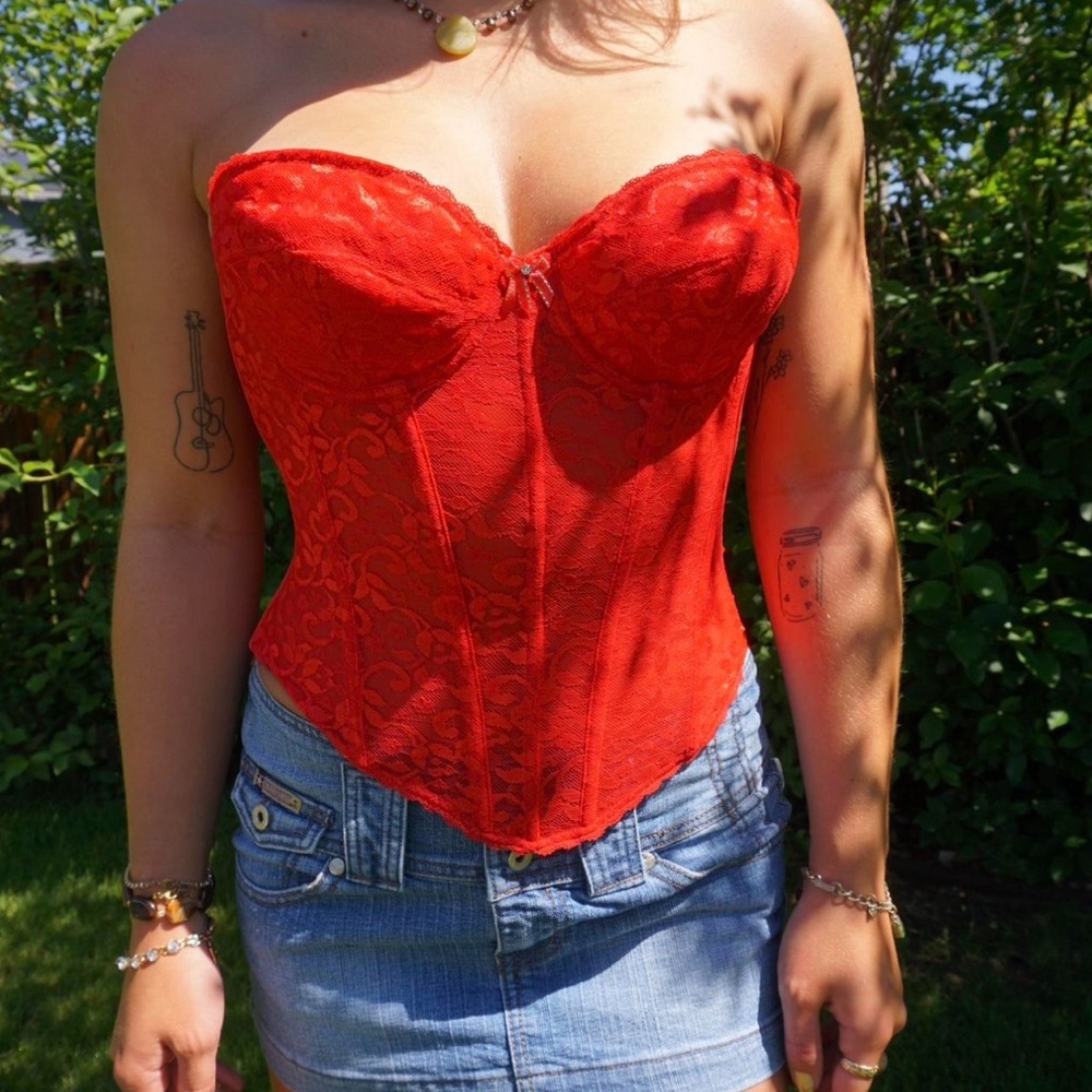 vintage red corset top